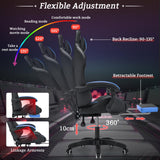 Gaming Chair Massage with LED Lights and Ergonomic Computer Gaming Chair with Footrest High Back Video Game Chairs with Adjustable Lumbar Support Blue and Black VANSPACE