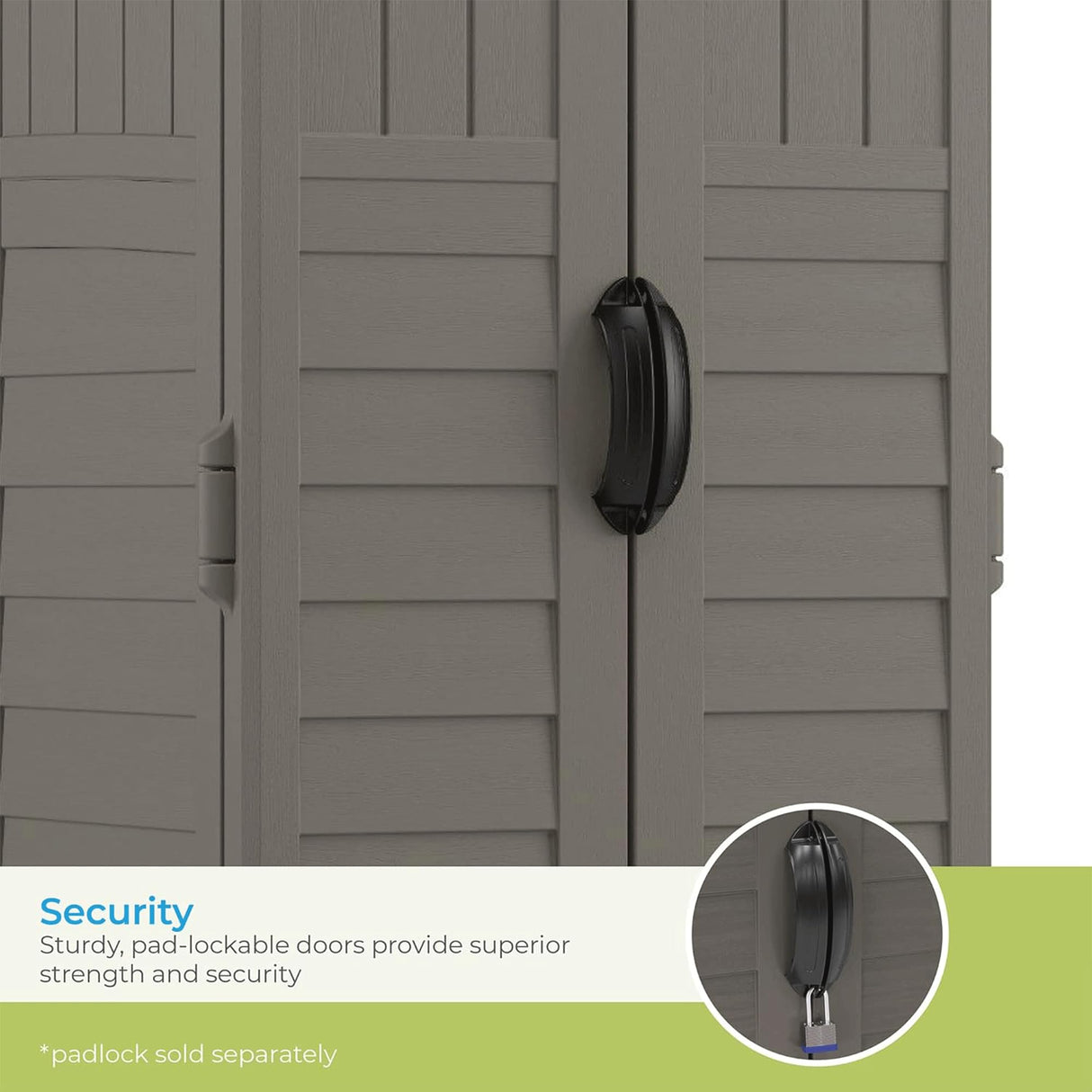 Suncast 22 Cubic Ft. Vertical Resin Outdoor Storage Shed with Lockable Double Doors, Weather-Resistant Multi-Wall Panels, Stoney Suncast