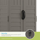 Suncast 22 Cubic Ft. Vertical Resin Outdoor Storage Shed with Lockable Double Doors, Weather-Resistant Multi-Wall Panels, Stoney Suncast