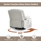 Ketaiyou Swivel Rocking Recliner Chair with Massage and Heat,Oversized Rocker Recliner for Adults, Upholstered Fabric Reclining Single Sofa Chair for Living Room,Nursery (Beige) Ketaiyou