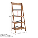 Alaterre Furniture Ladder Bookshelf - Freestanding 4-Tier Bookcase with X-Back Frame - Shelves for Living Room, Kitchen, Bedroom, and Office (Walnut) Alaterre Furniture
