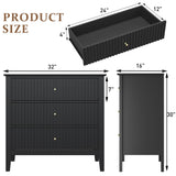 RoyalCraft 3 Drawer Dresser Set of 2, Fluted Chest of Drawers with Storage, Modern Painted 30 inch Tall Nightstand for Bedroom Living Room Entryway, Black RoyalCraft