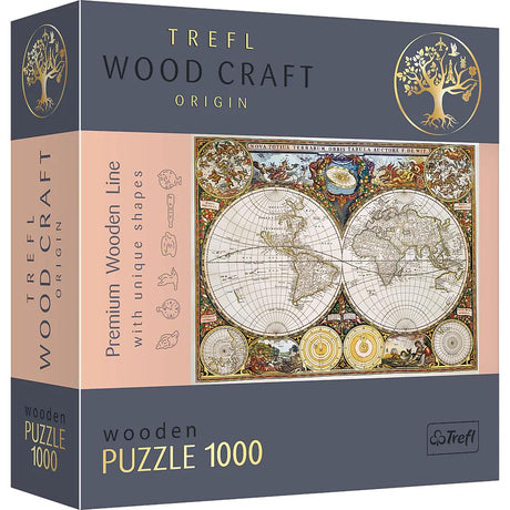 Trefl Ancient World Map 1000 Piece Jigsaw Puzzle Wood Craft 27"x19" Irregular Shapes, 100 Travel Puzzles, Modern Premium Puzzle, DIY, for Adults and Children from 12 Years Old Trefl