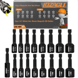 LOZAGU 17PCS Magnetic Nut Driver Set | SAE and Metric | Premium Impact Power Hex Nut Driver Drill Bit Master Kit | 1/4 Inch Hex Shank | Cr-V Steel (17PCS Magnetic Nut Driver (Short)) LOZAGU