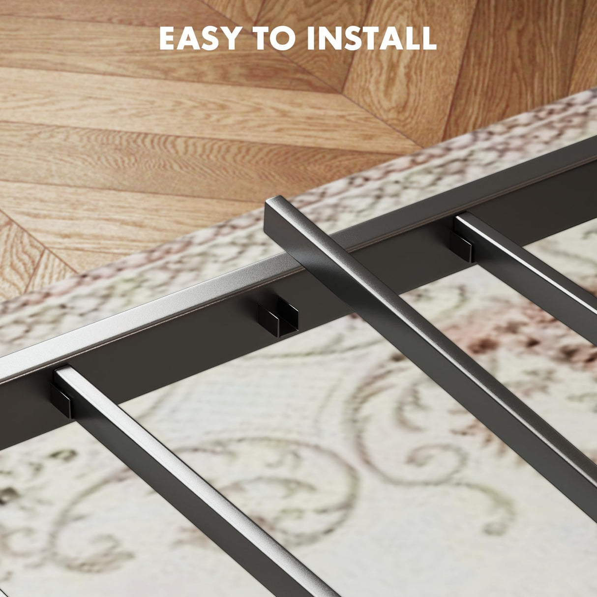 Sweetcrispy Twin Size Metal Platform Bed Frame - Mattress Foundation with Headboard and and Footboard, No Box Spring Needed with 700LBS Sturdy Wooden Slats Support, Noise Free, Easy Assembly Sweetcrispy