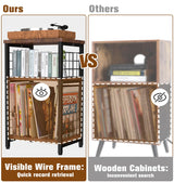 Tuohours Record Player Stand, 3 Tier End Table with Double Layer Iron Wire Mesh Turntable Stand Vinyl Record Table Storage Up to 100 Albums, Nightstand Small Side Table for Living Room Bedroom, Black Tuohours