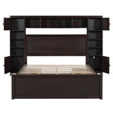Queen Storage Platform Bed with Bookcase Headboard and Drawers in Espresso Harper & Bright Designs