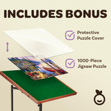 JoyBerri Puzzle Station Jigsaw Puzzle Table/Rolling Desk - 1500 Piece Puzzle Board/Portable Jigsaw Tables with Drawers and Legs - Height Adjustable for Adults JOYBERRI