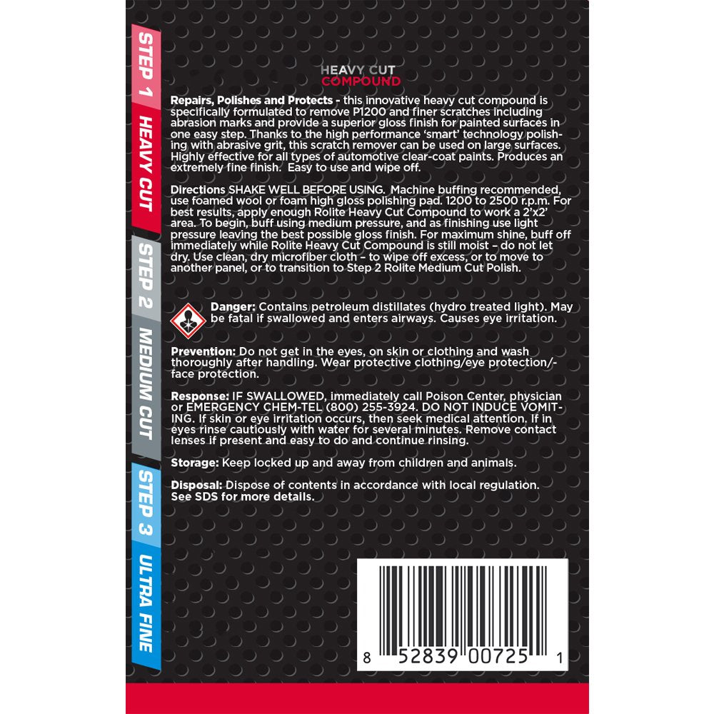 Rolite - RHCMCUF4zCP 's 3 Step System to The Ultimate Shine (4 fl. oz.) with Heavy Cut Compound, Medium Cut Polish and Ultra Fine Finish Combo Pack Rolite