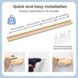 Picture Ledge Shelf, Floating Shelves Set of 2, Solid Pine Wood 72'' Long Large Nursery Book Shelves for Toys Storage, Kids Bookshelf for Living Room Bedroom Decor Books Photo Frames, Natural FLYJOE