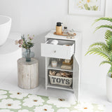 Giantex White Freestanding Storage Cabinet with Drawer and Adjustable Shelf for Bathroom and Living Spaces Giantex