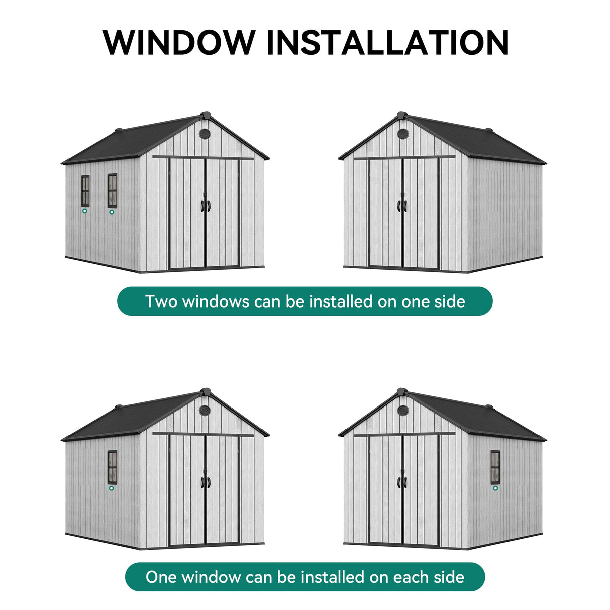 YITAHOME 8x10 FT Outdoor Storage Shed with Floor, Plastic Garden Shed for Bikes, Tools, Supplies, Waterproof Resin Shed with Lockable Doors, 2 Windows & 2 Vents for Patio, Backyard, 556 cu. Ft., Gray YITAHOME