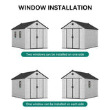 YITAHOME 8x10 FT Outdoor Storage Shed with Floor, Plastic Garden Shed for Bikes, Tools, Supplies, Waterproof Resin Shed with Lockable Doors, 2 Windows & 2 Vents for Patio, Backyard, 556 cu. Ft., Gray YITAHOME