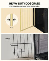 Hzuaneri 44.1'' Dog Crate Furniture, Dog Kennel Indoor Arched Door Design, 3 Door Wooden Dog Crate Furniture for Small/Medium/Large Dog, Side Table, TV Stand, Anti-Chew, Anti-Escape, Black Gold Hzuaneri