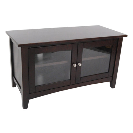 Shaker Cottage TV Stand, Espresso - Modern Style Hardwood and Composite Wood Media Console with Glass Cabinet, Adjustable Shelf, and Cord Management, Easy Assembly, 36"W x 16"D x 20"H Alaterre Furniture