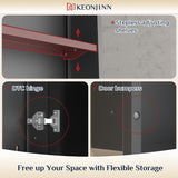 Keonjinn 16" x 24" Black Medicine Cabinets for Bathroom with Mirror Recessed or Surface Wall-Mounted Aluminum Alloy Framed Beveled Mirror, Single Door Metal Bathroom Vanity Mirror with Storage Cabinet Keonjinn