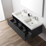 Positano All Wood Floating Bathroom Vanity with Acrylic Sink (60" w/Acrylic Sink, Night Blue) Blossom
