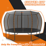 jumpfly Trampoline Round Tent(Tent ONLY) Fits 12FT Frame 8 Curved Poles with LED Lights Trampoline Accessories - Wear-Resistant - Black jumpfly
