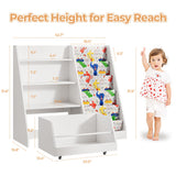 IRONCK Kids Bookshelf and Toy Storage, 42" Wide Large Toddler Bookshelf with Movable Drawer and 5 Sling Pockets, Montessori Book Shelf for Kids Rooms-White IRONCK
