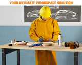 SPECRAFT 96“ Adjustable Heavy Duty Workbench with 4 AC Outlet and 2 USB Ports Power Outlets, 5000 Lbs Capacity, Rubber Wood Top for Garage, Workshop, Office SPECRAFT