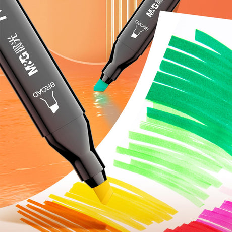 M&G 80 Colors Dual Tip Art Markers, Alcohol Art Markers set, for Adult Coloring Books, Drawing, Sketching, Doodling, Art Projects, School Supplies, Chisel & Fine Tip, Black Penholder M&G