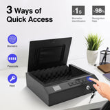 Sgorlds Biometric Gun Safe for Handgun with LCD Display of Temperature Humidity, Fingerprint Quick Access Pistol Safe with USB C Port, 12.6"x 10.24"x 3.15", Black Sgorlds