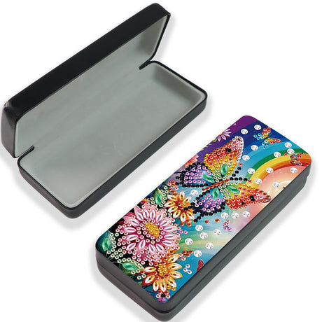 JISHSHAY Diamond Art Glasses Case Diamond Painting Sunglasses Case Diamond Art Kits for Adults Eyeglass Holder Diamond Painting Kits Eye Glass Holder Diamond Art Kits Eyeglass Holder Butterfly Flower JISHSHAY