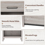 Giantex Farmhouse Nightstand, Wooden Bedside Table with Storage Drawer & Open Shelf, End Side Table, Rustic Night Stand for Small Space Bedroom & Home Office, Antique Brush White Giantex