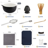 Joiish 10-Pcs Matcha Kit Set, Whisk and Bowl with Spout & Measuring Spoon, Japanese Tea Making Tools, Charcoal Grey Joiish