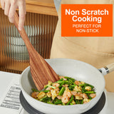 Best Wooden Spatula for Cooking Non Stick Kitchen Utensils Teak Wood Spatula Set of 4 Flat Slotted Turner Spatula for Baking Mixing Scraping Fish Spatula Wood Cooking Utensil Set Egg Flipper Spatula Ayiaren