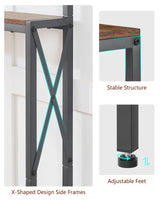 FAVOOSTY 5.9" Narrow Console Table with Led 46.8" Industrial Entryway Table with Storage Shelves, Thin Sofa Table for Living Room, Hallway, Entry Way, Foyer, Kitchen, Rustic Brown&Black FAVOOSTY