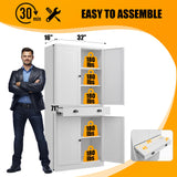 71" Kitchen Pantry Cabinet, Metal Storage Cabinets with Adjustable Shelves and Drawer, White Pantry Cabinets, 4 Doors Metal Pantries Cabinet for Kitchen, Dining Room, Living Room - Assembly Required MetalMax