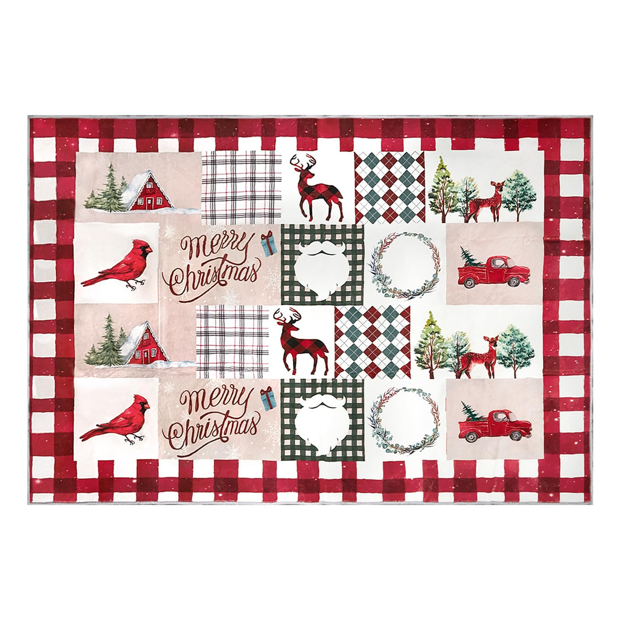WONGS BEDDING Area Rug 3' x 5' Christmas Cardinal Washable Bedroom Rug Holiday Entryway Indoor Non-Slip Mat Small Throw Rugs for Kitchen Living Room Low-Pile Outdoor Floor Decoration Carpet WONGS BEDDING