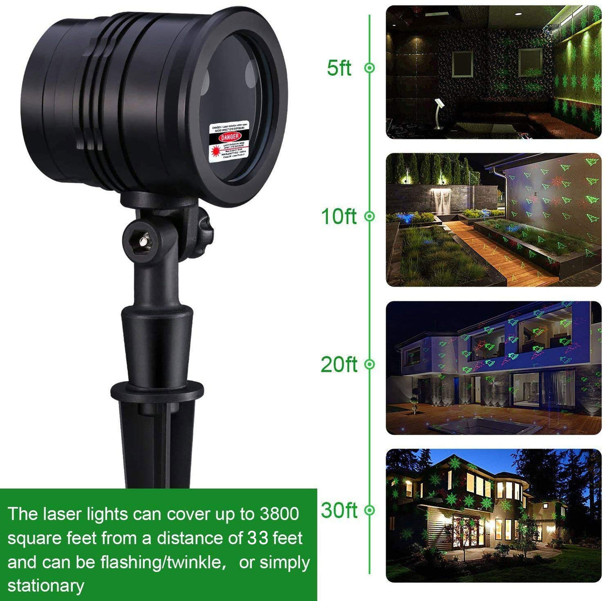 Christmas Lights Projector Outdoor, Waterproof Christmas Laser Lights with Remote Control for Outdoor Outside Christmas Decorations Farmhouse Christmas Decor Feibao