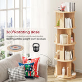 MXV Rotating Bookshelf, 360° Display 4-Tier Floor Standing Rotating Bookcase, Storage Rack for Kids&Adult, Multi-Functional Bookshelf Organizer for Bedroom, Study Room and Living Room MXV