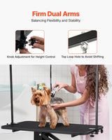 VEVOR Hydraulic Pet Grooming Table, 400LBS Static Load Capacity, 42.5 x 24 Inch Dog Grooming Station with Anti-Slip Tabletop and Dual Height Adjustable Arms with Clamps, for Medium and Small Dogs VEVOR