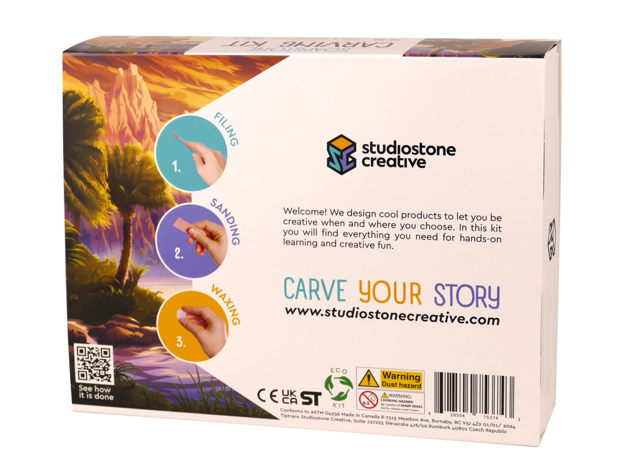 STUDIOSTONE CREATIVE DIY Arts & Crafts Carving Kit Kids Adults Triceratops Sculpture Soapstone STUDIOSTONE CREATIVE