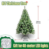 ibidan 8ft Green Artificial Christmas Tree with Led Lights, Premium Foldable Xmas Tree Full with Branch Tips, Faux Christmas Tree with Lights for Bedroom, Corner, Easy Assembly with Metal Stand ibidan