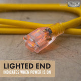 Cablectric 75 Ft Outdoor Extension Cord - 10/3 SJTW Heavy Duty Yellow 10 Gauge Lighted Electrical Cable with 3 Prong Grounded Plug Cablectric