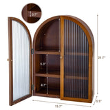 MyGift Arched Wall Cabinet,Bathroom Medicine Wall Mounted Cupboard,Mid Century Style Floating Storage Cabinet with Glass Door,Natural Acacia Wood MyGift