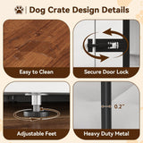 71" Large Dog Crate Furniture for 2 Dogs, Wooden Double Dog Crate with Door, Indoor Dog Kennel TV Stand with Divider and Cushion for Large Medium Dogs,White/Brown GarveeHome