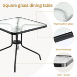 Arlopu 5 Piece Outdoor Patio Dining Set (Umbrella not Included), Porch Furniture with 4 Textline Chairs, 1 Square Glass Table for Garden, Backyard and Poolside, Lawn (Black) Arlopu