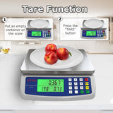 Large Digital Kitchen Scale 40kg/88lb Stainless Steel Price Computing Scale Counting Scale Deli Scale with LCD Display for Baking Bread Cooking Meat Prep Parts and Coins Adapter Included MOCCO