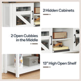 HOOBRO Farmhouse Entryway Table with Storage, 43.3" Small Console Tables for Entryway, Rustic Hallway Table, with Open Shelf and 2 Cabinets, Hall Tables for Entryway Narrow, White and Walnut WH110XG01 HOOBRO