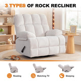 Eiayeebil Oversized Recliner Chair, 360° Swivel Rocker Recliner for Big Man, Extra Wide Manual Recliner, Overstuffed Soft Glider Rocking Sofa Chair for Living Room(Beige) Eiayeebil
