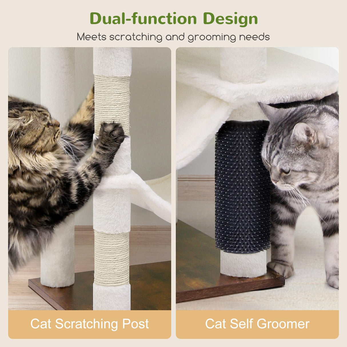 Globlazer W66 Cat Tree Tall 66-inch Modern Cat Tower for Indoor Cats Aesthetic Cat Tree with 4 Scratching Posts, 5 Washable Removable Cushions, Cat Furniture Globlazer