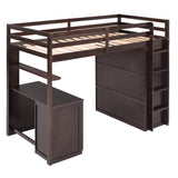 Harper & Bright Designs Twin Loft Bed with Desk and Wardrobe,Solid Wood Loft Bed Frame Twin with Storage Drawers for Kids Teens Adults,No Box Spring Needed,Espresso Harper & Bright Designs