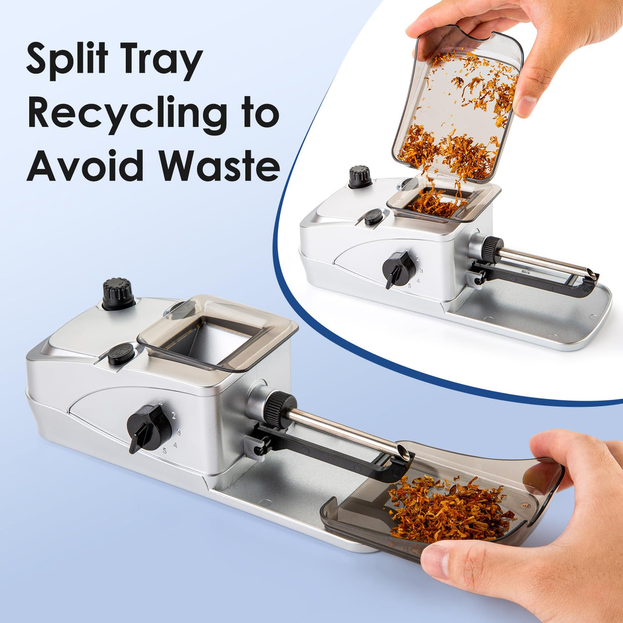 Electric Cigarette Rolling Machine, Automatic Cones Loader, Mini Portable Pre Rolled Cones Filling Maker, Automatic Roller, 308D Silver ASKJHKD