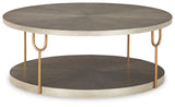 Signature Design by Ashley Ranoka Contemporary Round 42" Coffee Table, Metallic & Goldtone Finish Signature Design by Ashley