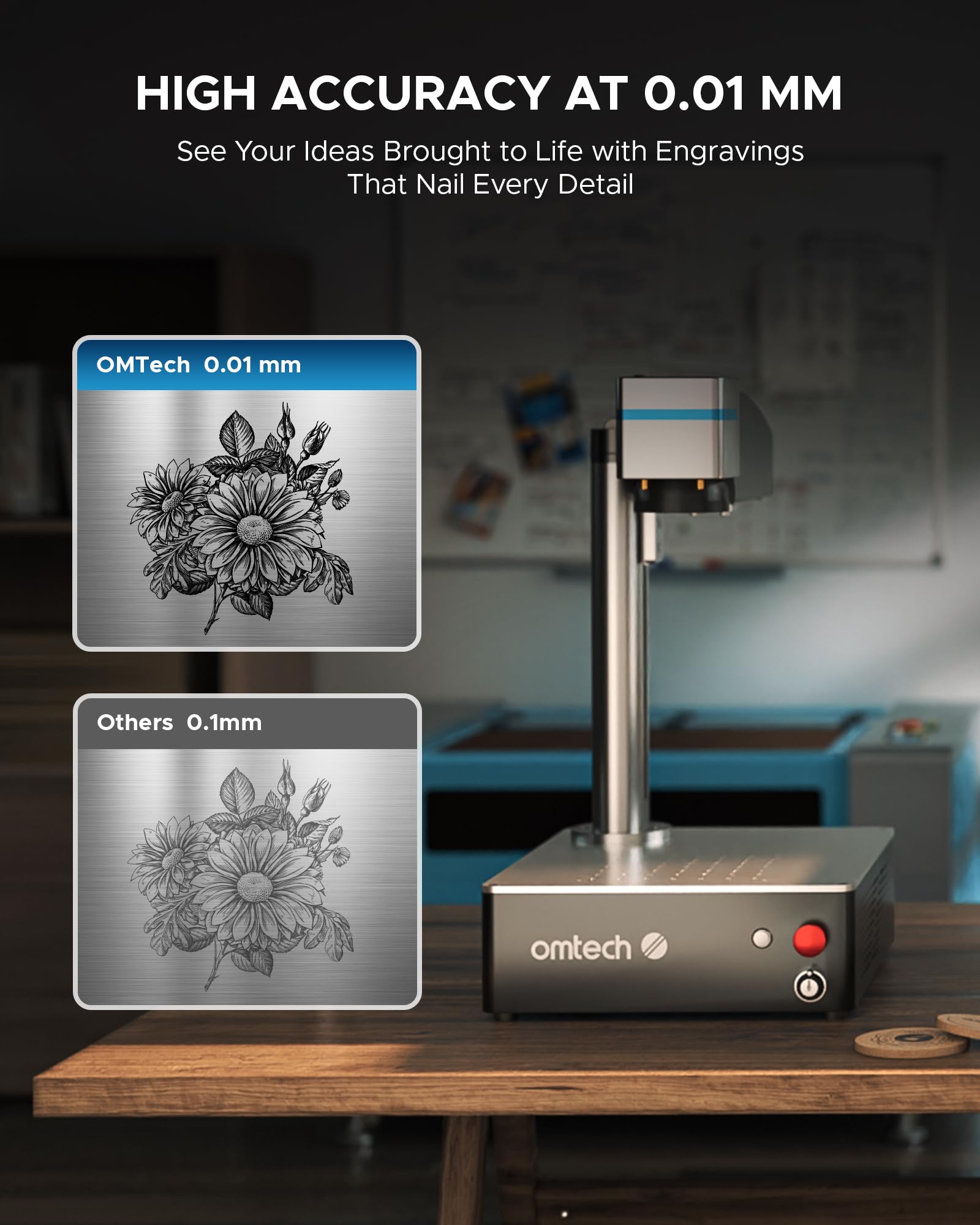 OMTech 30W Fiber Laser Marking Machine with LightBurn | 5.9"x5.9" Area | 0.01mm Precision | Dual Red Dot Locator | 100,000+ Hours Lifespan | Engraving for Metal, Aluminum, Steel, Gold, Silver - WoodArtSupply